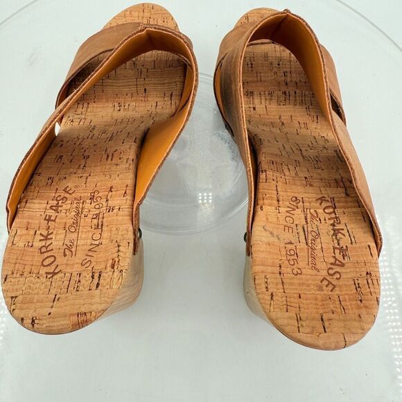 Kork-Ease Womens Darra Sandals Platform Block Heel Brown Slide Slip On Wooden 11 - Picture 9 of 14